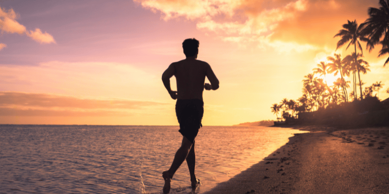 A man running on a beach