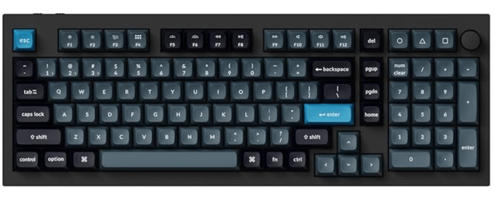 Keychron Q5 Pro Keyboard In Black With Grey And Blue Keycaps