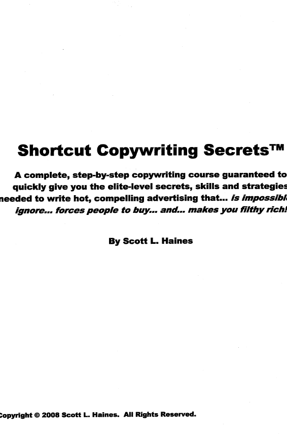 Book: Shortcut Copywriting Secrets by Scott Haines 